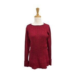 Vince Directional Ribbed Sweater Size S Small Red Wool Cashmere